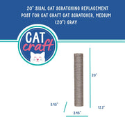 Replacement Sisal Cat Scratching Post 20" | Replacement Part & Extension Post, Grey