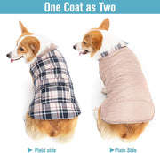 Dog Winter Clothes Reversible Jacket Warm Coat Windproof Waterproof Plaid Vest Christmas Suit for Small Medium Large Dogs Pets Cold Weather Wearing, Cream L