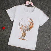 Children Cute Christmas Print T-Shirt Girls/Boys Funny Animal Baby Clothes Kids Summer Design Tshirt Party Kids Clothes Girls