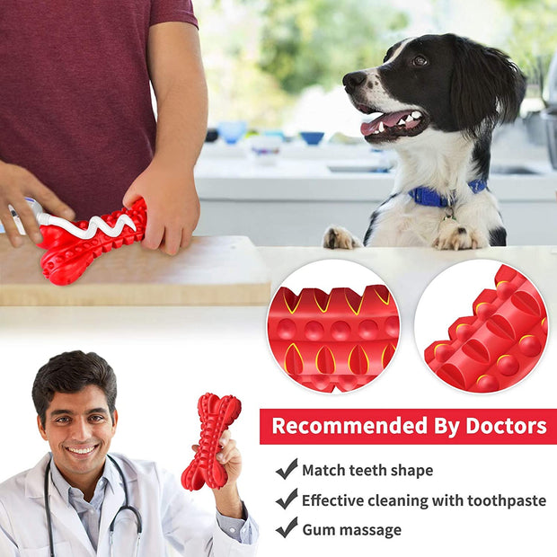 Dog Toys for Aggressive Chewers Large Breed, Durable Dog Bones Squeaky Dog Chew Toy, Nearly Indestructible Dog Toys for Large Dogs, Tough Natural Rubber Puppy Chew Toys for Medium Dog Teeth Cleaning