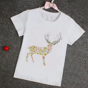 Children Cute Christmas Print T-Shirt Girls/Boys Funny Animal Baby Clothes Kids Summer Design Tshirt Party Kids Clothes Girls