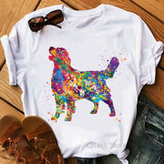 2024 Hot Sale Tshirt Women Watercolor Golden Retriever/Chihuahua Animal Print T-Shirt Femme Pet Dog T Shirt Female Tops