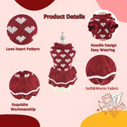 Christmas Small Dog Sweaters Female Girl Red Winter Warm Dog Valentine'S Day Dress Clothes Costume for Dachshund Chihuahua Corgi (Xs(Bust 11.8Inch), Red Heart)