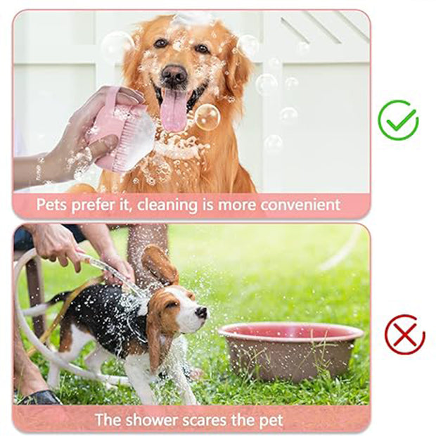 Dog Cat Bath Brush Comb Silicone Rubber Dog  Puppy Massage Brush Hair Fur Grooming Cleaning Brush Soft Shampoo Dispenser