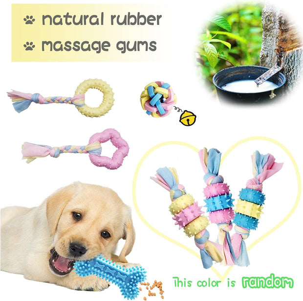 Puppy Chew Toys for Teething Puppy Toys Small Dog Toys Puppy Teething Toys Dog Chew Toy Rope Balls Interactive Teeth Cleaning Tug Toys Storage Basket