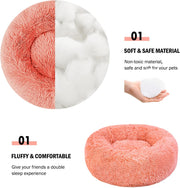 Calming Dog Bed and Cat Bed, anti Anxiety Pet Bed Dog Mat round Fluffy Pink Dog Bed for Small Pets, Kitten Bed for Indoor Cats, Comfortable Warm and Washable Dog Beds for Small Dogs (24")