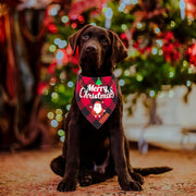 2 Pack Dog Bandana Christmas Classic Plaid Pet Scarf Triangle Bibs Kerchief Merry Christmas Santa Snowman Print Pet Bandana for Medium Large Dogs Pets (Christmas-1, Large)