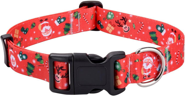 Christmas Dog Collar - Premium Adjustable Dog Collar for Small Medium Large Dogs (Christmas, S)