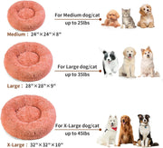 Calming Dog Bed and Cat Bed, anti Anxiety Pet Bed Dog Mat round Fluffy Pink Dog Bed for Small Pets, Kitten Bed for Indoor Cats, Comfortable Warm and Washable Dog Beds for Small Dogs (24")