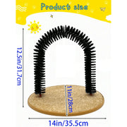 Cat Toy Arch Self Groome Pamper Feline with a Massage Grooming Rubbing Brush with Scratching Pad Toy for Cats Interactive Toys