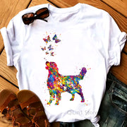 2024 Hot Sale Tshirt Women Watercolor Golden Retriever/Chihuahua Animal Print T-Shirt Femme Pet Dog T Shirt Female Tops