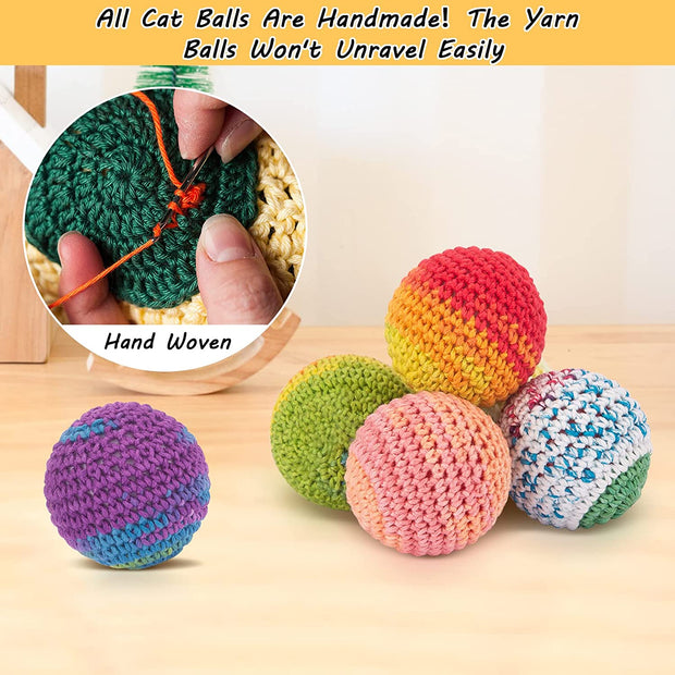 Cat Toys Balls, Woolen Yarn Cat Ball Toy with Bell Inside, Cat Toys for Indoor Cats, Interactive Cat Chew Toys for Kitty Kitten, 6 Pack