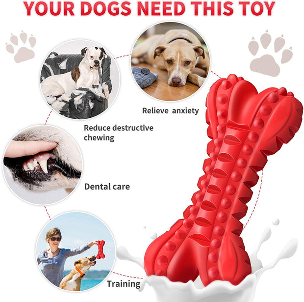 Dog Toys for Aggressive Chewers Large Breed, Durable Dog Bones Squeaky Dog Chew Toy, Nearly Indestructible Dog Toys for Large Dogs, Tough Natural Rubber Puppy Chew Toys for Medium Dog Teeth Cleaning