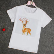 Children Cute Christmas Print T-Shirt Girls/Boys Funny Animal Baby Clothes Kids Summer Design Tshirt Party Kids Clothes Girls