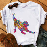 2024 Hot Sale Tshirt Women Watercolor Golden Retriever/Chihuahua Animal Print T-Shirt Femme Pet Dog T Shirt Female Tops