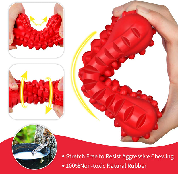 Dog Toys for Aggressive Chewers Large Breed, Durable Dog Bones Squeaky Dog Chew Toy, Nearly Indestructible Dog Toys for Large Dogs, Tough Natural Rubber Puppy Chew Toys for Medium Dog Teeth Cleaning