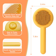 Cat Brushes for Indoor Cats - Pet Self Cleaning Slicker Brush Removes Deep Waste Hair - Cats Dogs Resin Protected Massage Comb(Yellow)