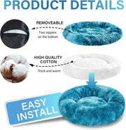 Calming Dog Bed and Cat Bed, Removable and Washable Pet Bed, Fluffy Plush Donut Animal Bed for Small Medium Large Dogs & Cats