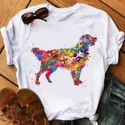 2024 Hot Sale Tshirt Women Watercolor Golden Retriever/Chihuahua Animal Print T-Shirt Femme Pet Dog T Shirt Female Tops