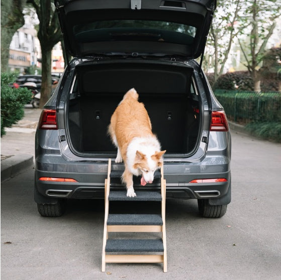 Wooden Foldable 4-storey Pet Stairs And Ramps