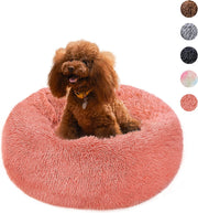 Calming Dog Bed and Cat Bed, anti Anxiety Pet Bed Dog Mat round Fluffy Pink Dog Bed for Small Pets, Kitten Bed for Indoor Cats, Comfortable Warm and Washable Dog Beds for Small Dogs (24")