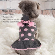 Dog Sweaters with Leash Hole for Small Dogs Turtleneck Dog Sweater Dress for Girl Polka Dot Knit Pullover Doggie Sweater Warm Pet Sweater