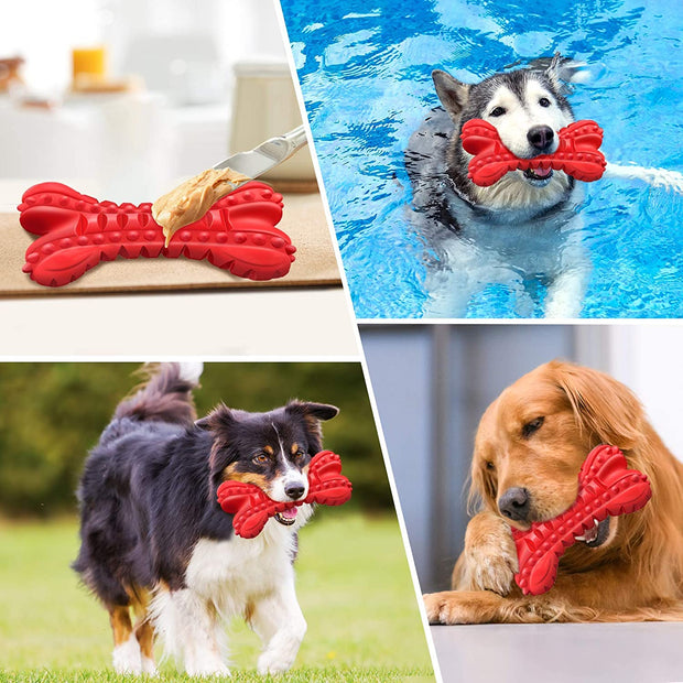 Dog Toys for Aggressive Chewers Large Breed, Durable Dog Bones Squeaky Dog Chew Toy, Nearly Indestructible Dog Toys for Large Dogs, Tough Natural Rubber Puppy Chew Toys for Medium Dog Teeth Cleaning