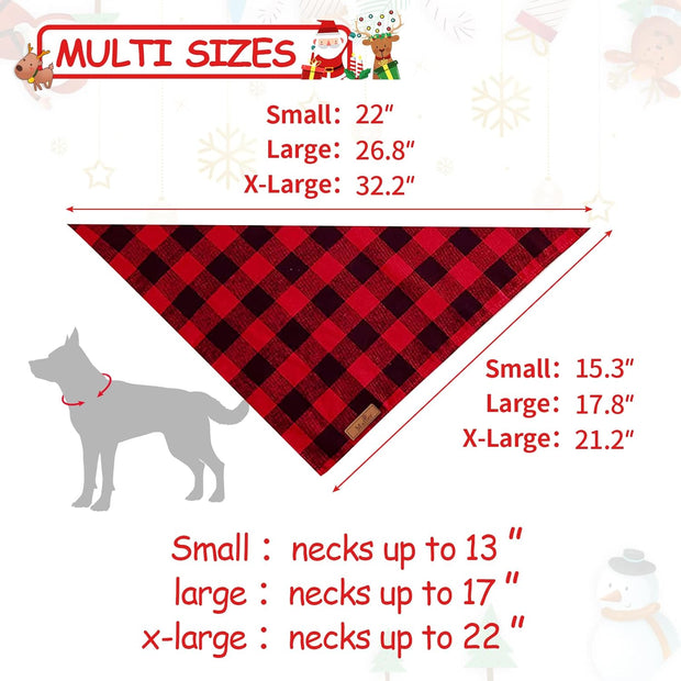 2 Pack Dog Christmas Bandanas, Classic Buffalo Red Plaid Pet Bandana Scarf Triangle Bibs Kerchief Pet Costume Outfit Accessories for Small Medium Large and Extra Large Dogs Cats Pets (Small)