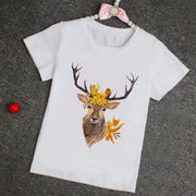 Children Cute Christmas Print T-Shirt Girls/Boys Funny Animal Baby Clothes Kids Summer Design Tshirt Party Kids Clothes Girls